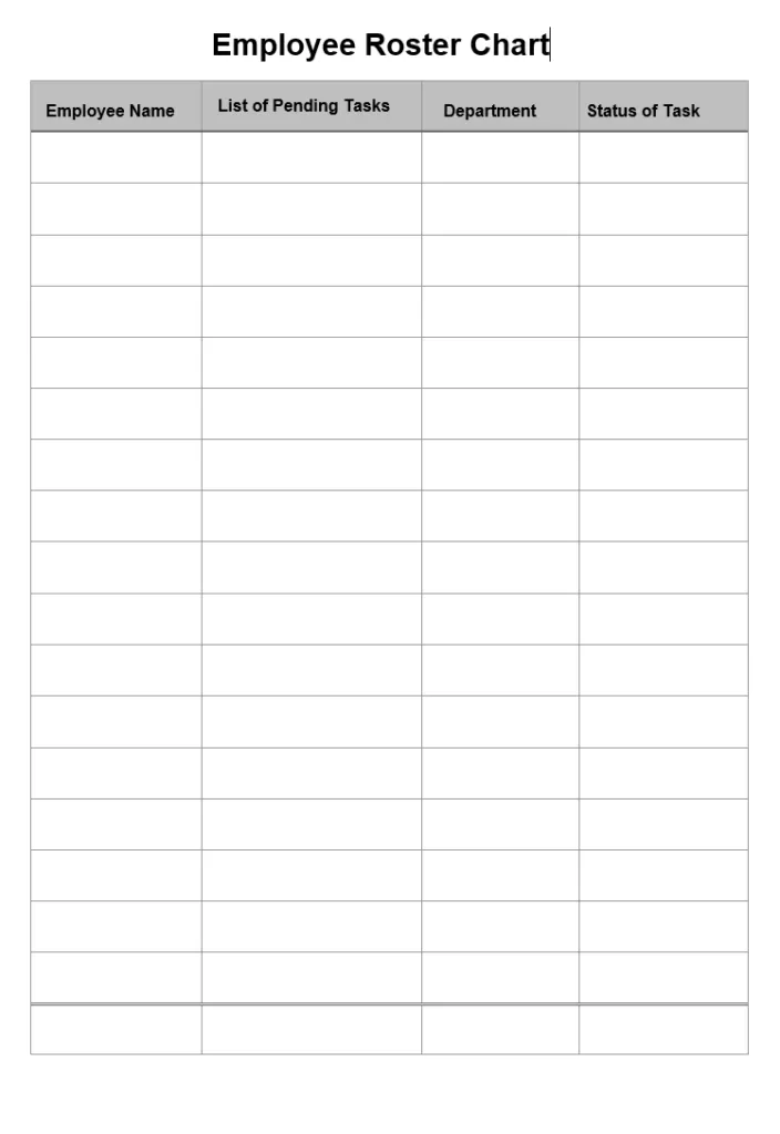 employee roster chart template