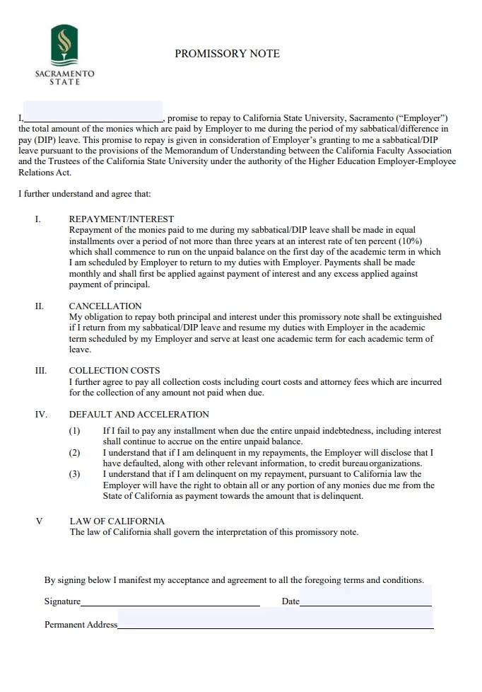 legal Promissory Note Form