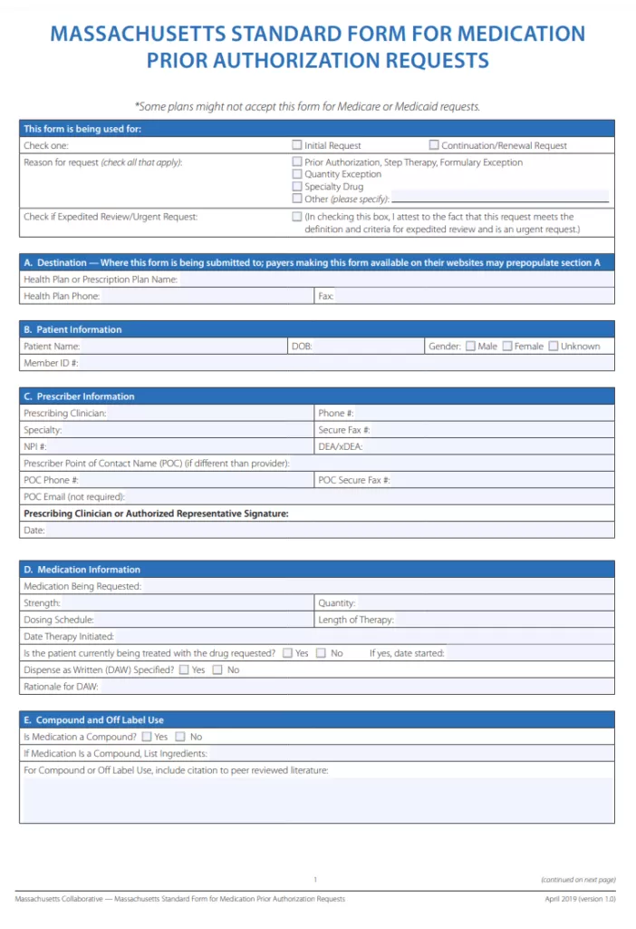 Medication Prior Authorization Form