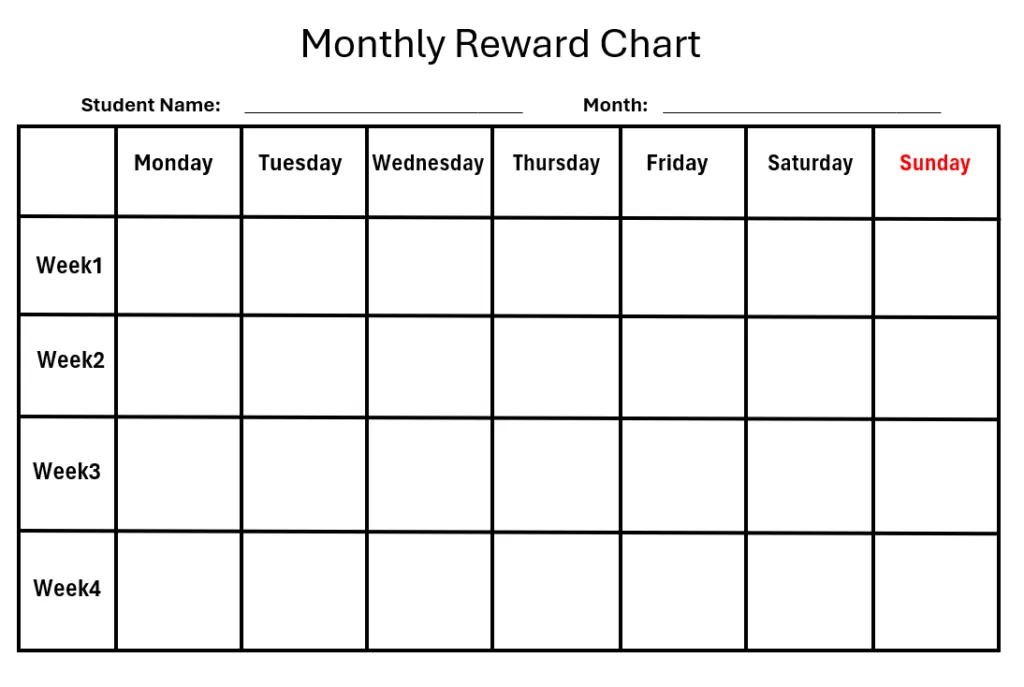 Monthly Reward Chart Template