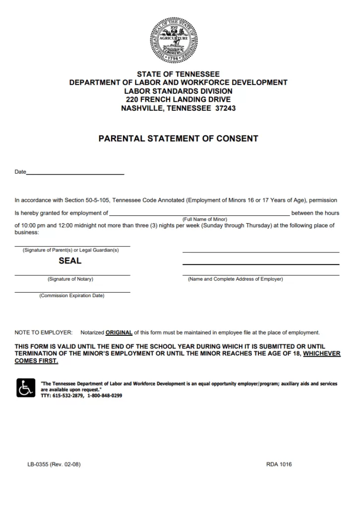 Parental Statement of Consent Form