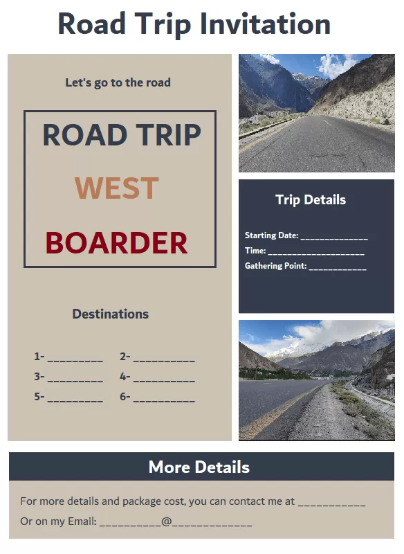 Road Trip Invitation Design Template