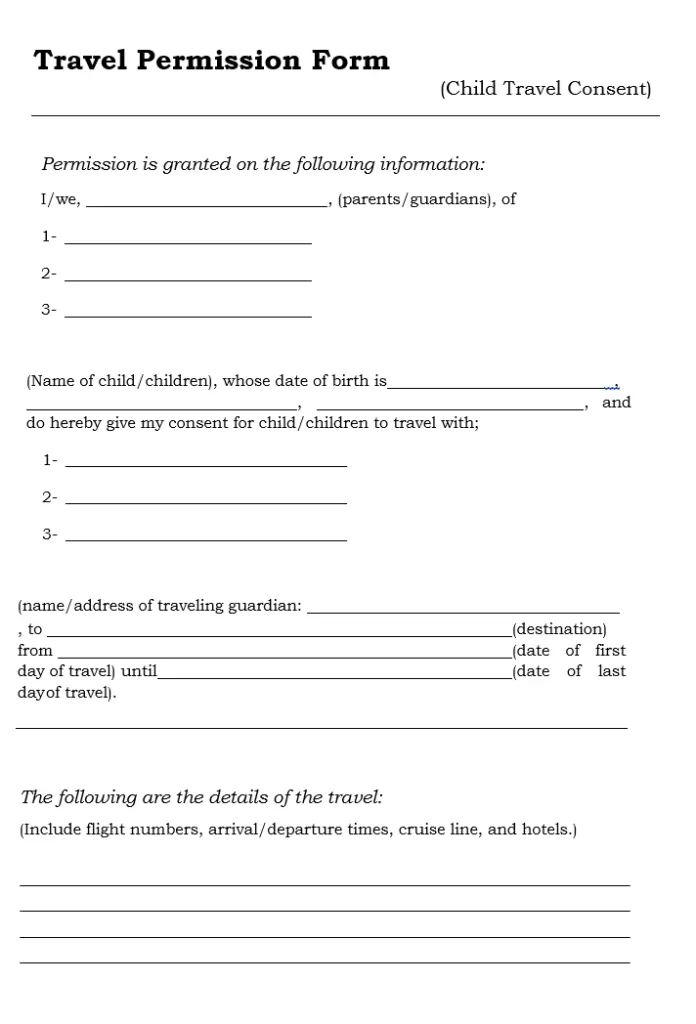 Travel permission form