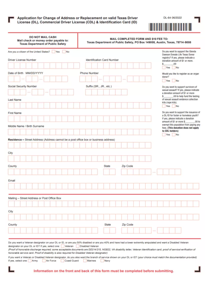 Address Change Application Form