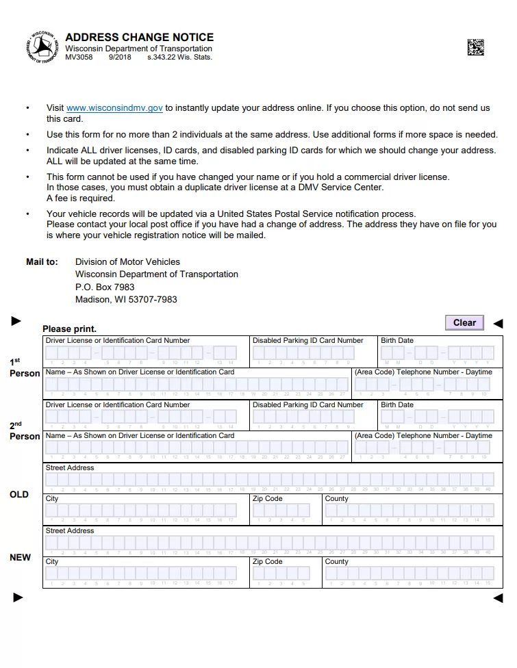 Address Change Notice Form