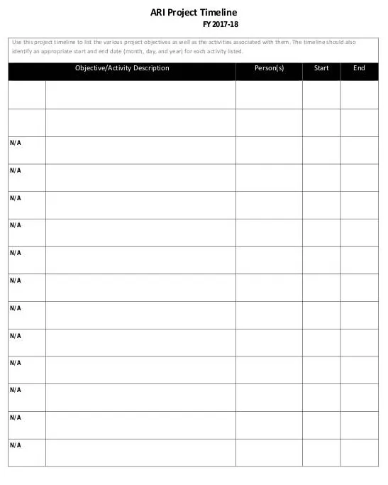 Blank Project Timeline Template