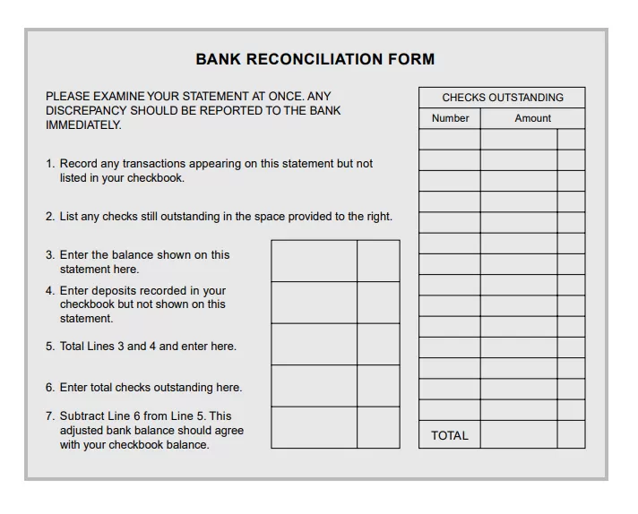 Cash Reconciliation Form