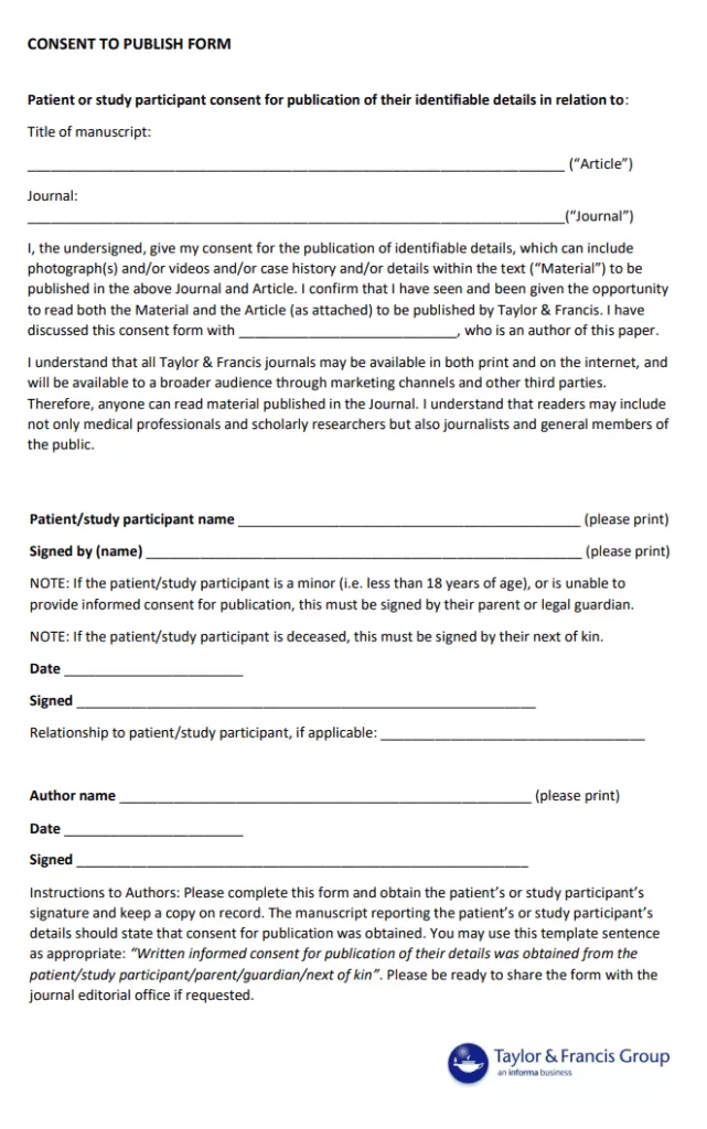 Consent to Publish Form