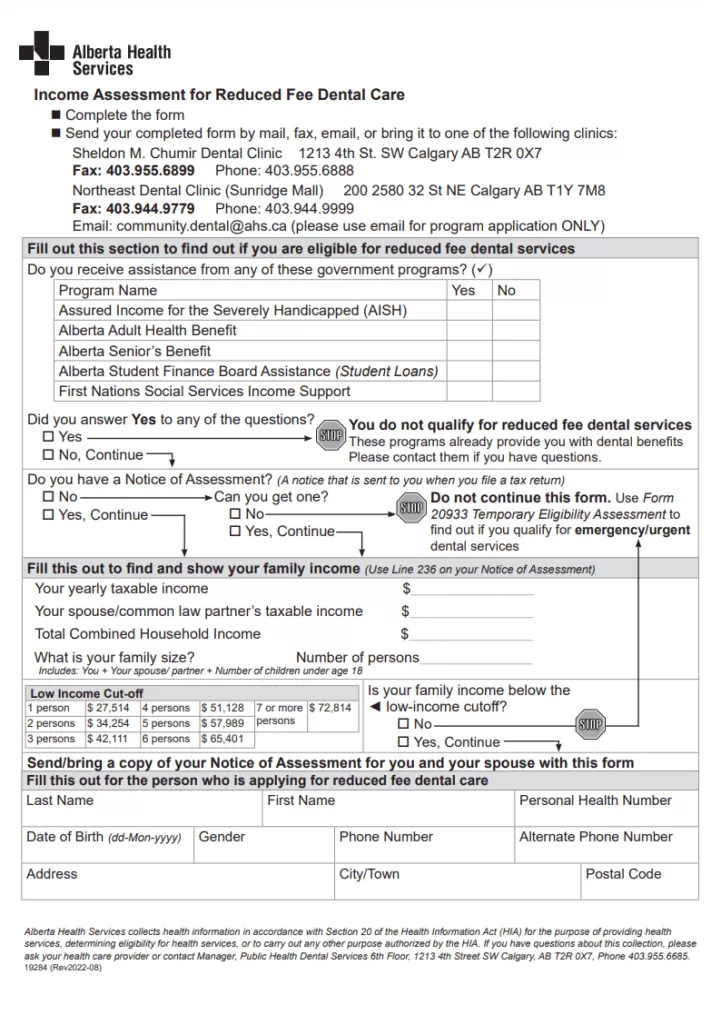 Dental Business Income Assessment Form