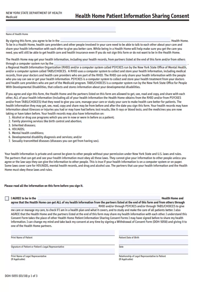 Health Information Sharing Consent Form