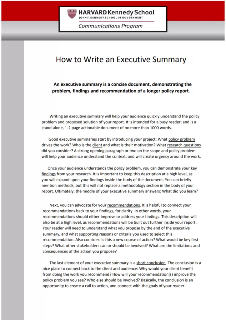 How to Write an Executive Summary