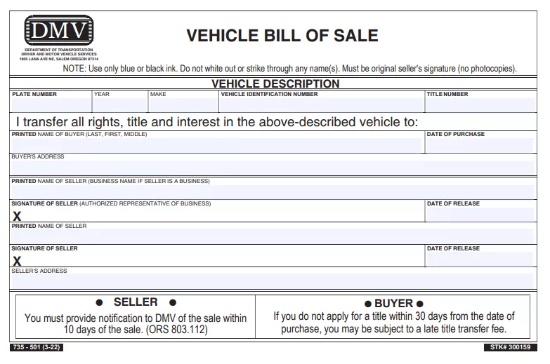 Professional Bill of Sale Form