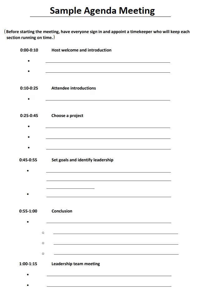 Sample Agenda Meeting