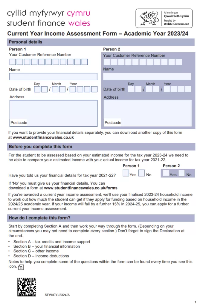 Yearly Income Assessment Form