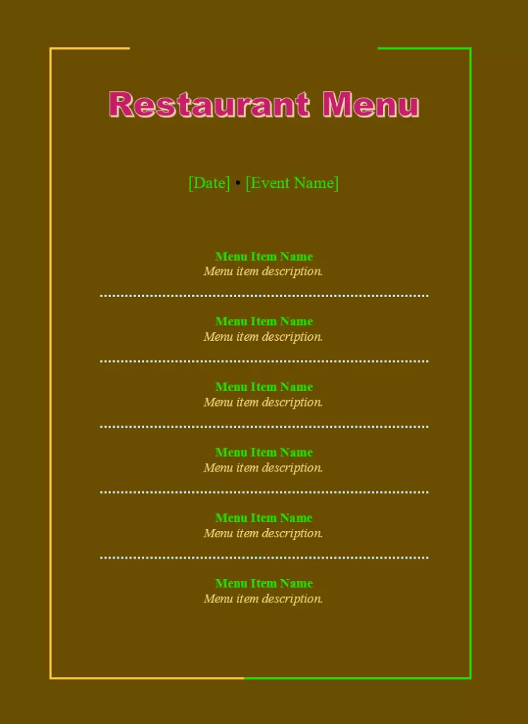 Basic Restaurant Menu Template