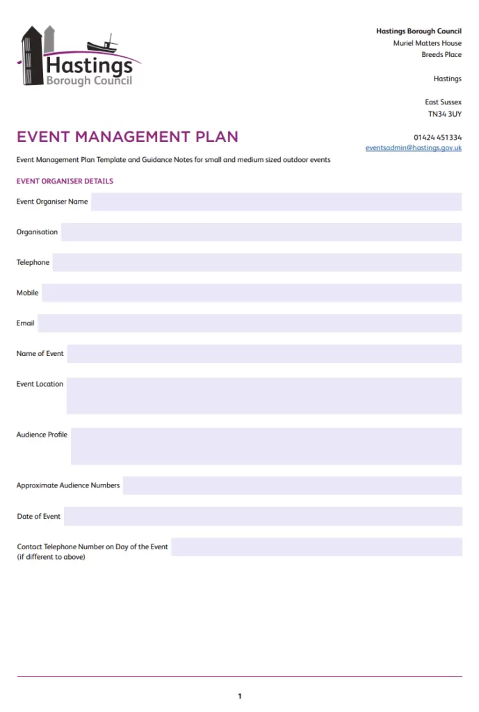 Blank Event Planning Template