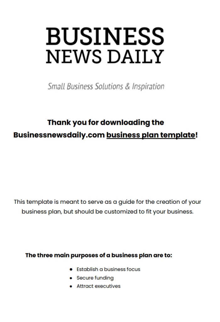 Business Plan Model Template