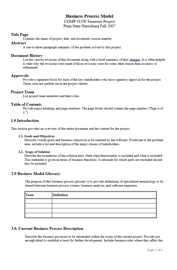 Business Process Model Template