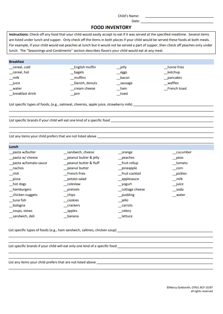 Food Inventory Record Template