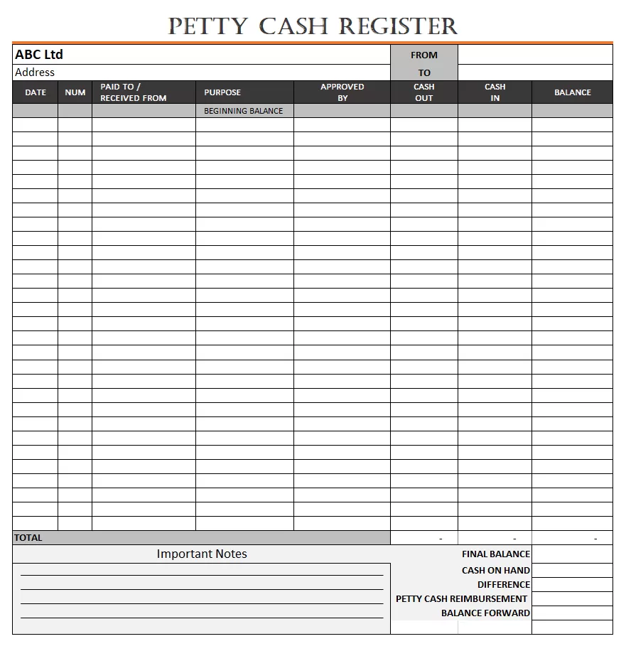 Petty Cash Template