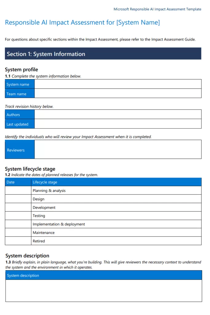 Artificial Intelligence Impact Assessment Template