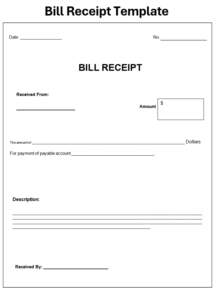 Bill Receipt Template