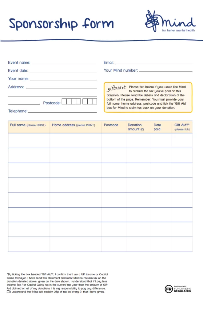 Blank Sponsorship Form