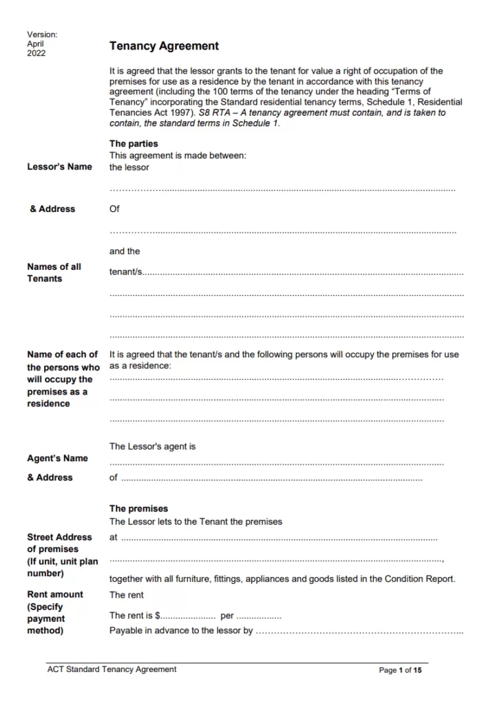 Blank Tenancy Agreement Template