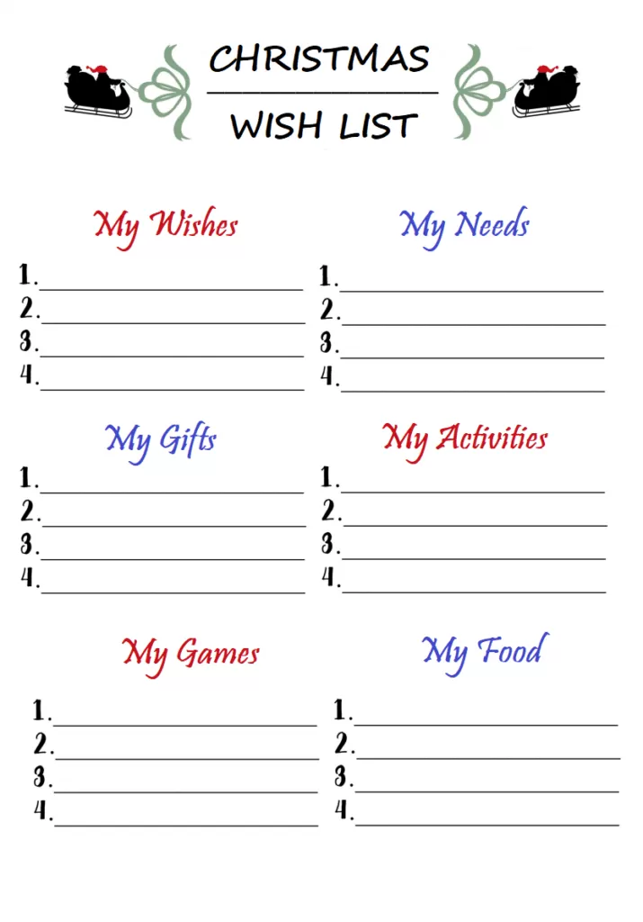 Christmas List Template