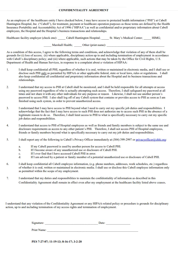 Confidentiality Agreement Format