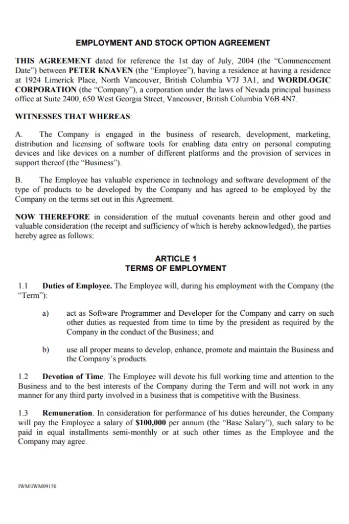 Employment Agreement Format