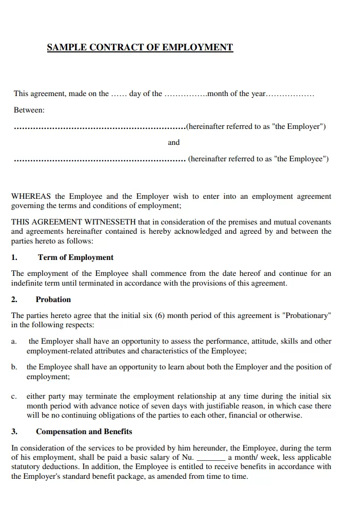 Employment Contract Template