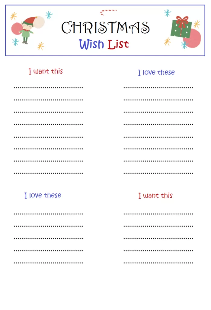 Free Christmas List Template