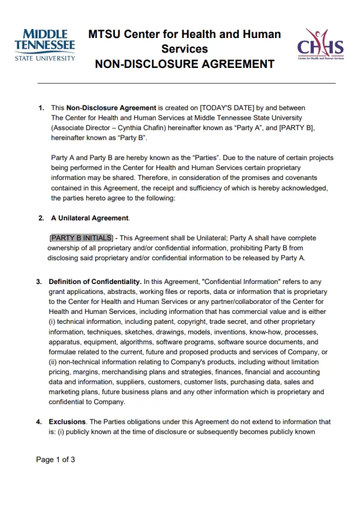 Medical Non-Disclosure Agreement Template