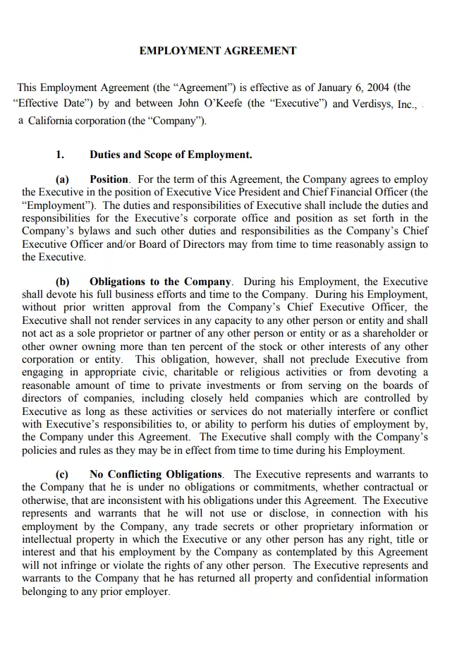 Model Employment Agreement Template