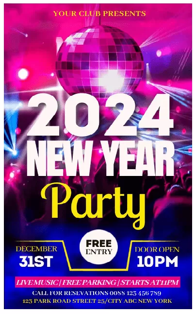 New Year Party Poster Template