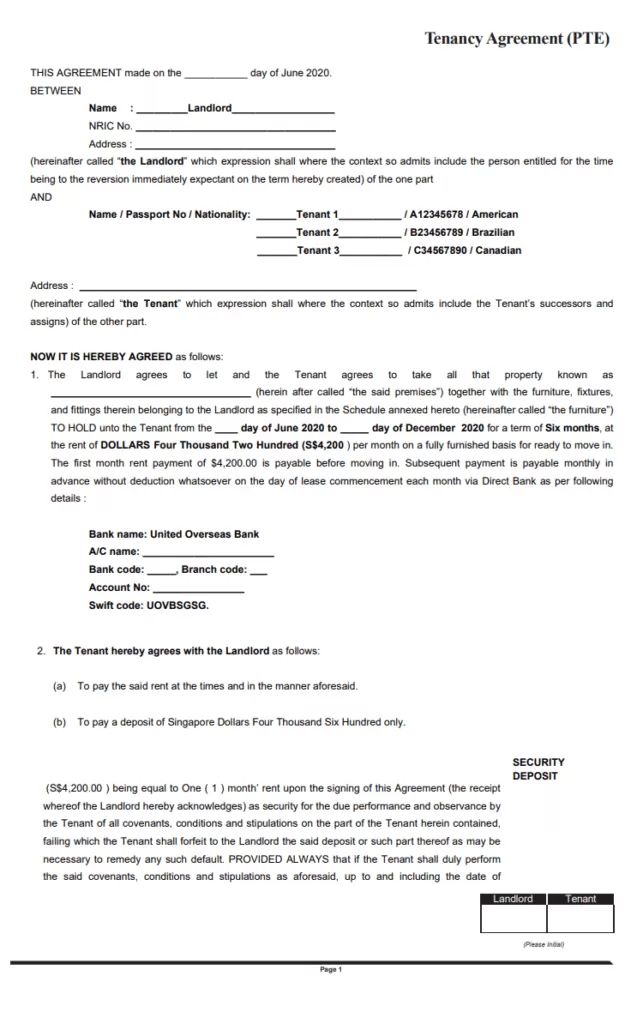 Tenancy Agreement Format