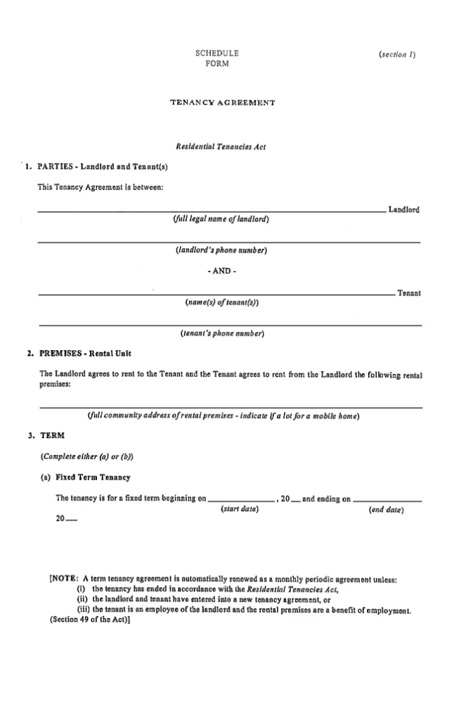 Tenancy Agreement Template