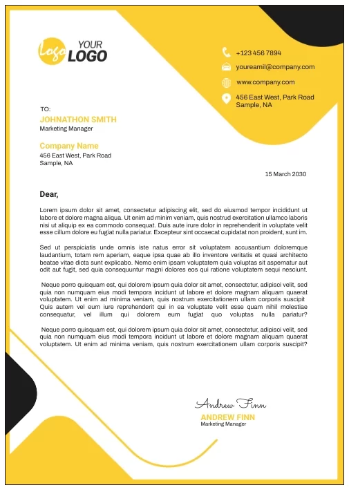 Business Letterhead Example