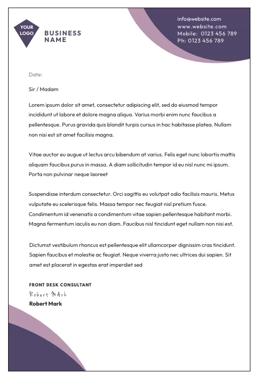 Professional Business Letterhead Template