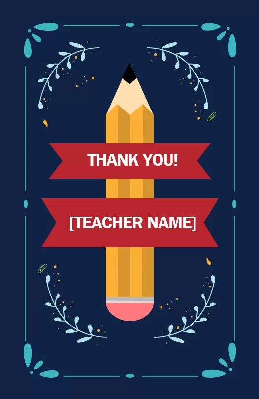 Thank You Teacher Card Template