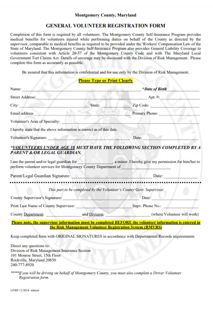 General Volunteer Registration Form