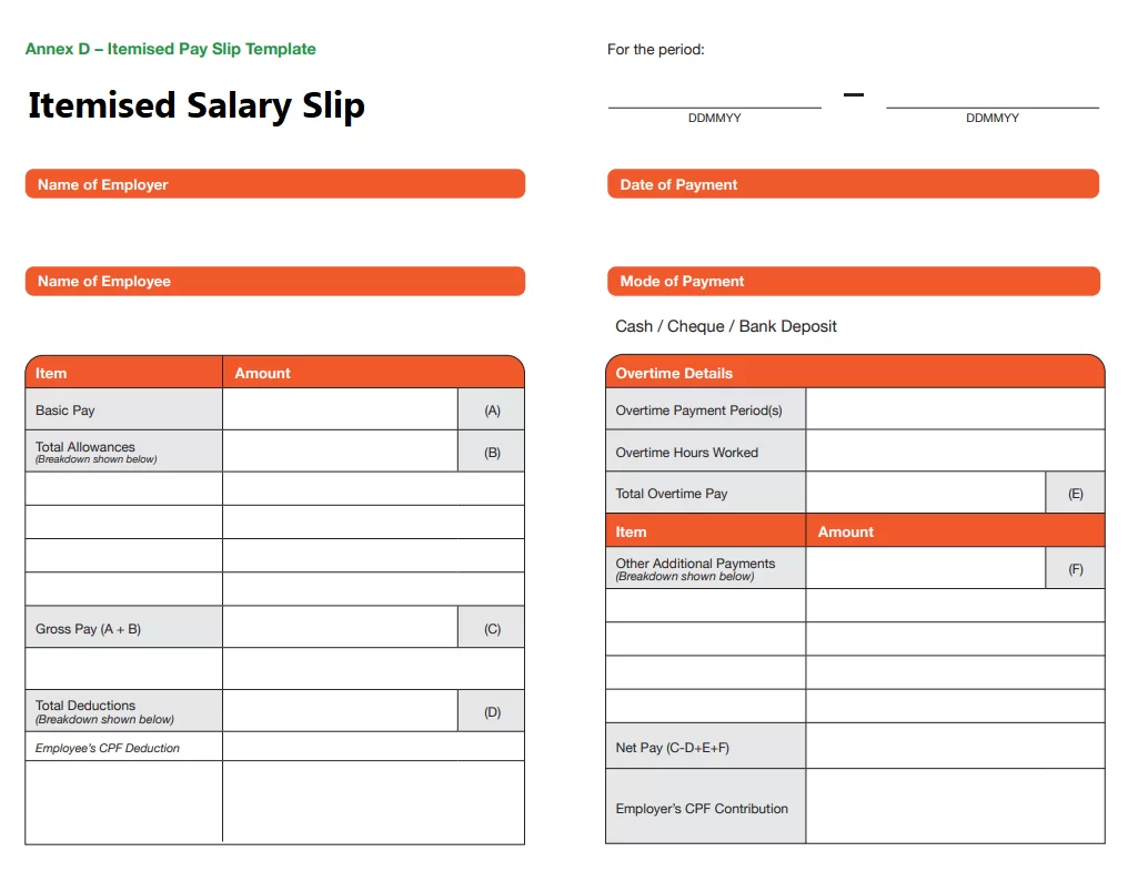 Itemised Salary Slip Template