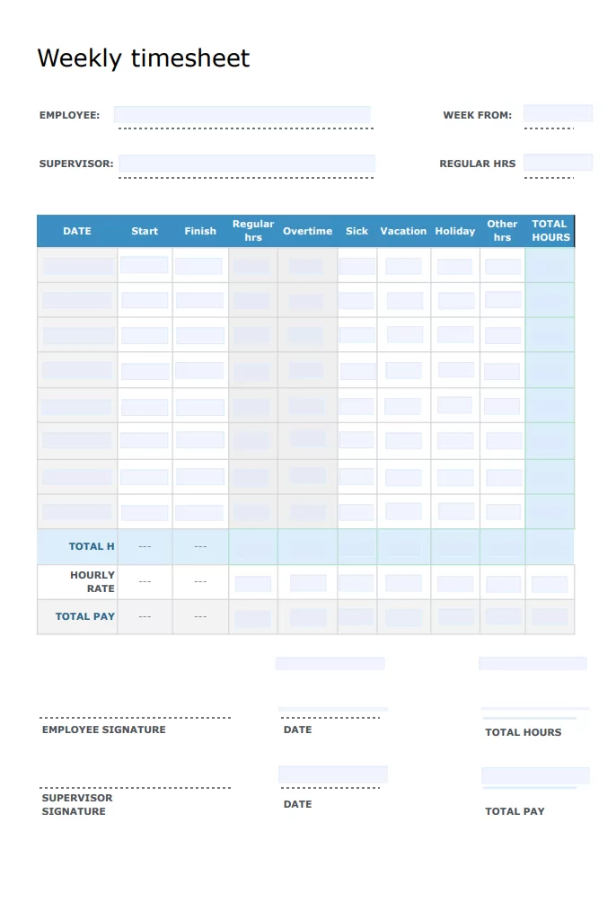 Time Sheet Example