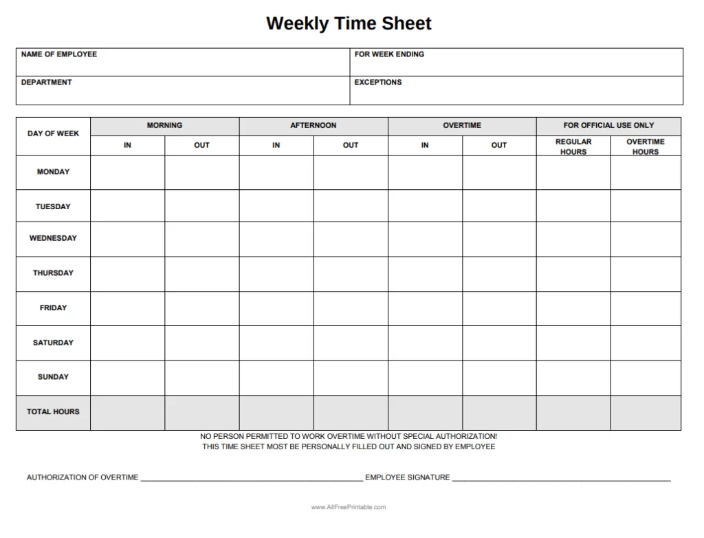 Time Sheet Format