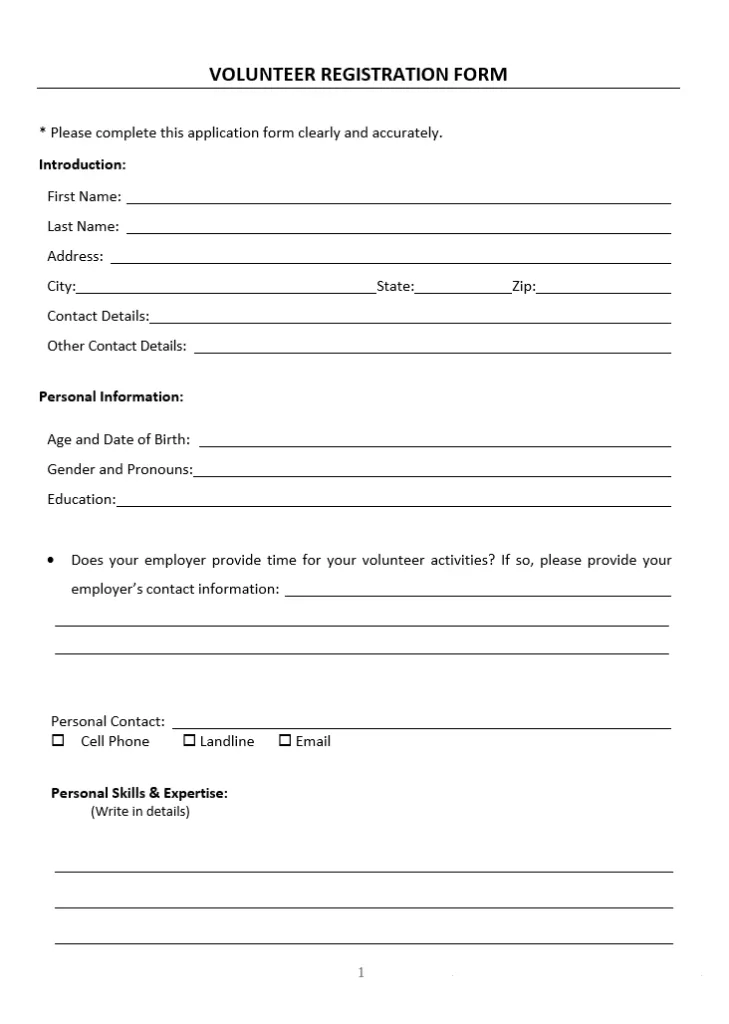 Volunteer Registration Form