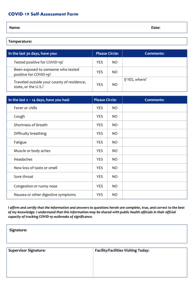 Free Covid-19 Assessment Template