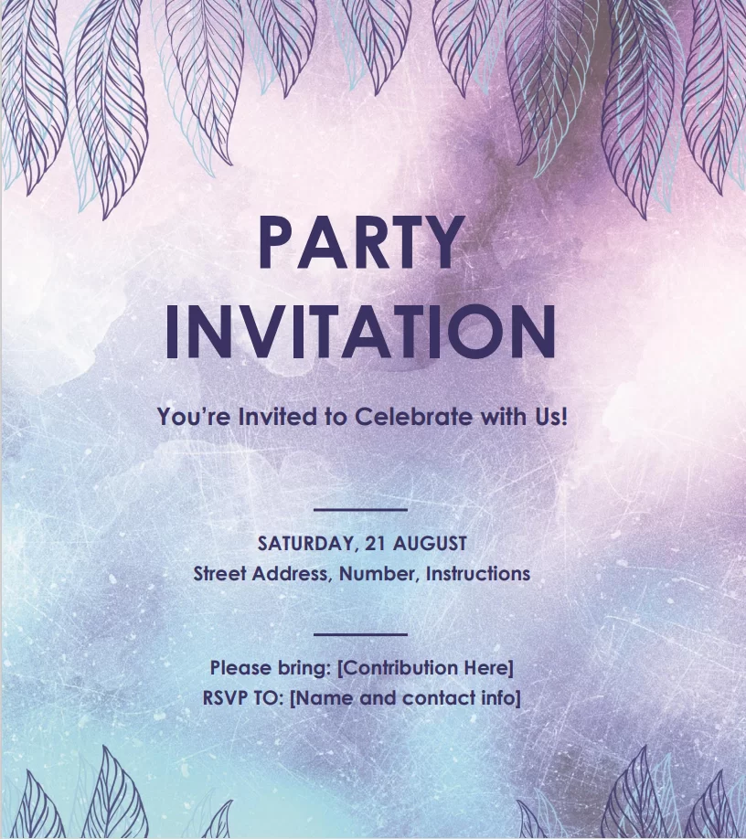 Party invitation template