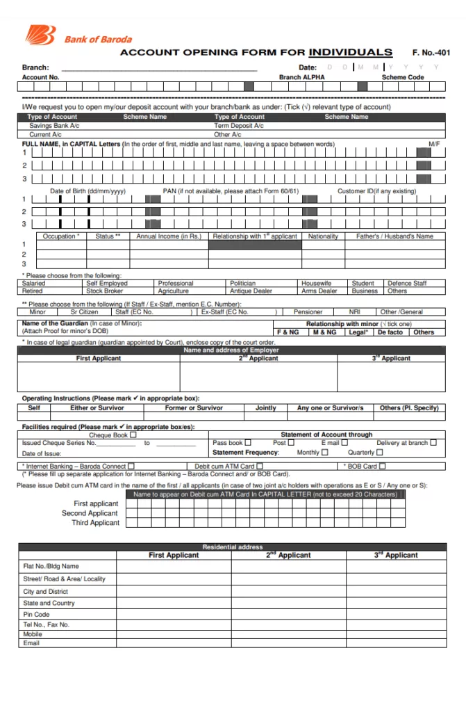 Bank Account Opening Form