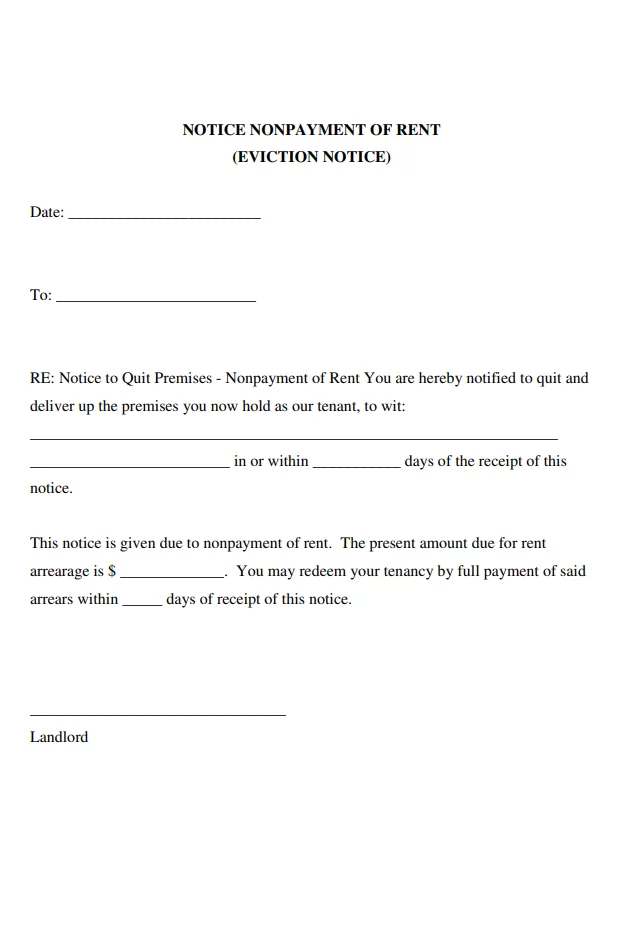 Non-Payment Eviction Letter Template